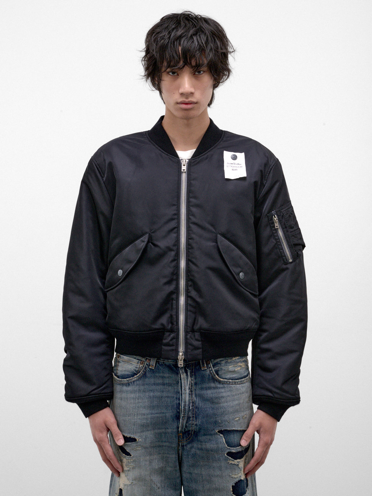 Navy Nylon Bomber Jacket (B90903-COY048-EVENING-BLUE)