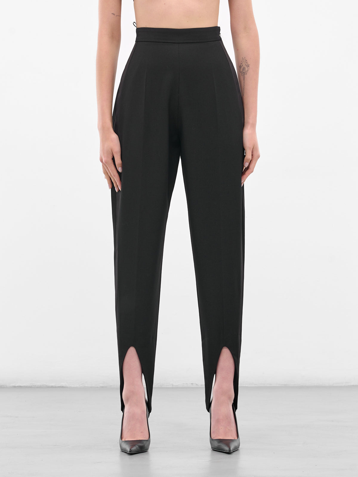 Black Tuxedo Fuseau Wool Trousers (BA4FP12-BLACK)