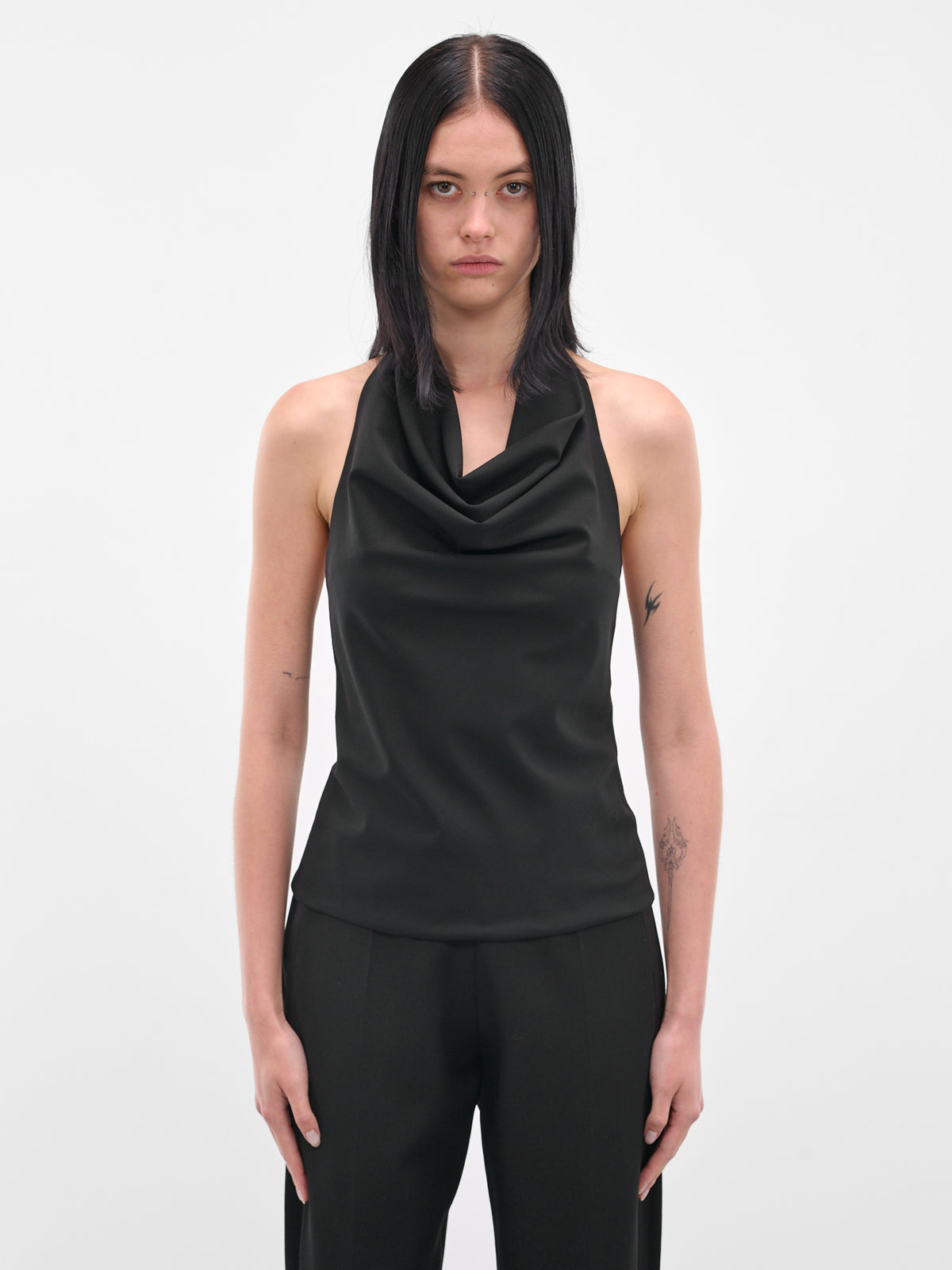 Black Tasselled Cowneck Wool Top (BA4FT06-BLACK)