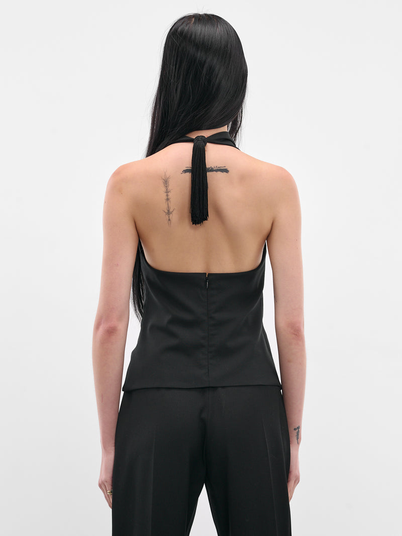 Black Tasselled Cowneck Wool Top (BA4FT06-BLACK)