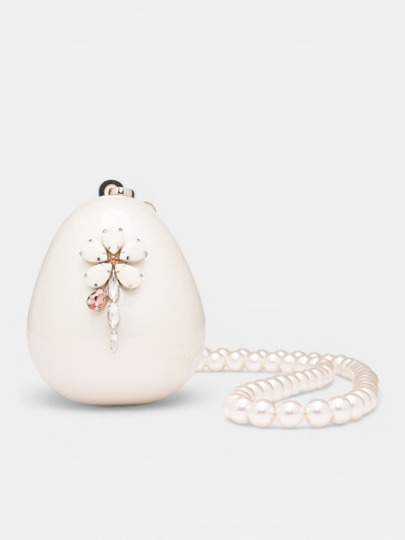 White Mini Egg Pearl Bag (BAG110ECB-M0773-PEARL-OPAQUE)