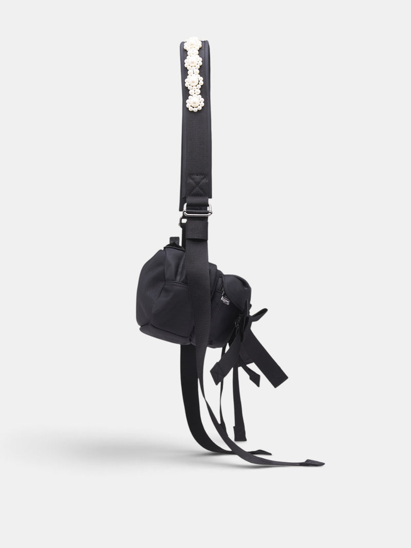 Black Bow & Pearl Crossbody Bag (BAG149B-M-0761-BLACK-PEARL)