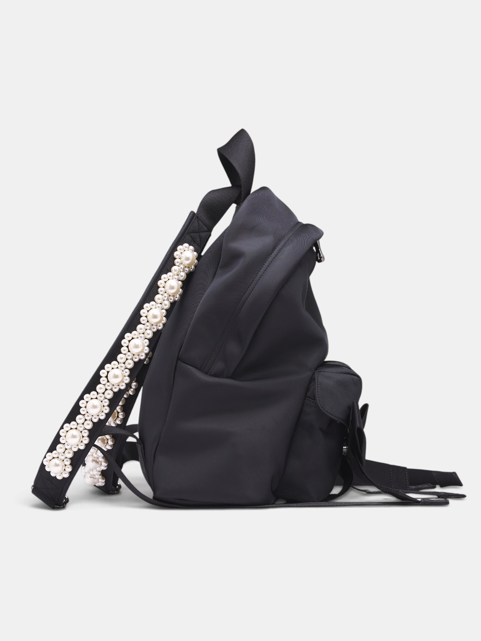 Black Bow & Pearl Backpack (BAG179TB-M-0761-BLACK-PEARL)