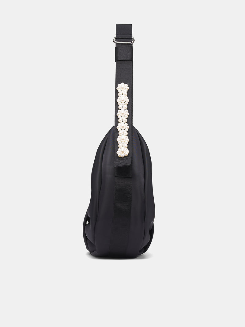 Black Beaded Sling Bow Bag (BAG199B-0761-BLACK-PEARL)
