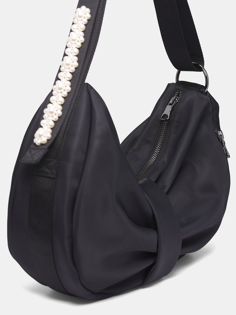 Black Beaded Sling Bow Bag (BAG199B-0761-BLACK-PEARL)