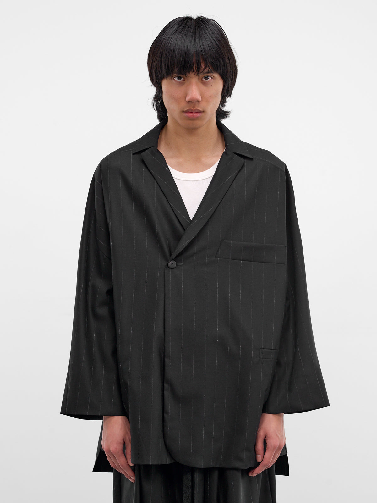 Bakor Pinstripe Wool Blazer-Kimono (BAKOR-MIDNIGHT-STRIPES)