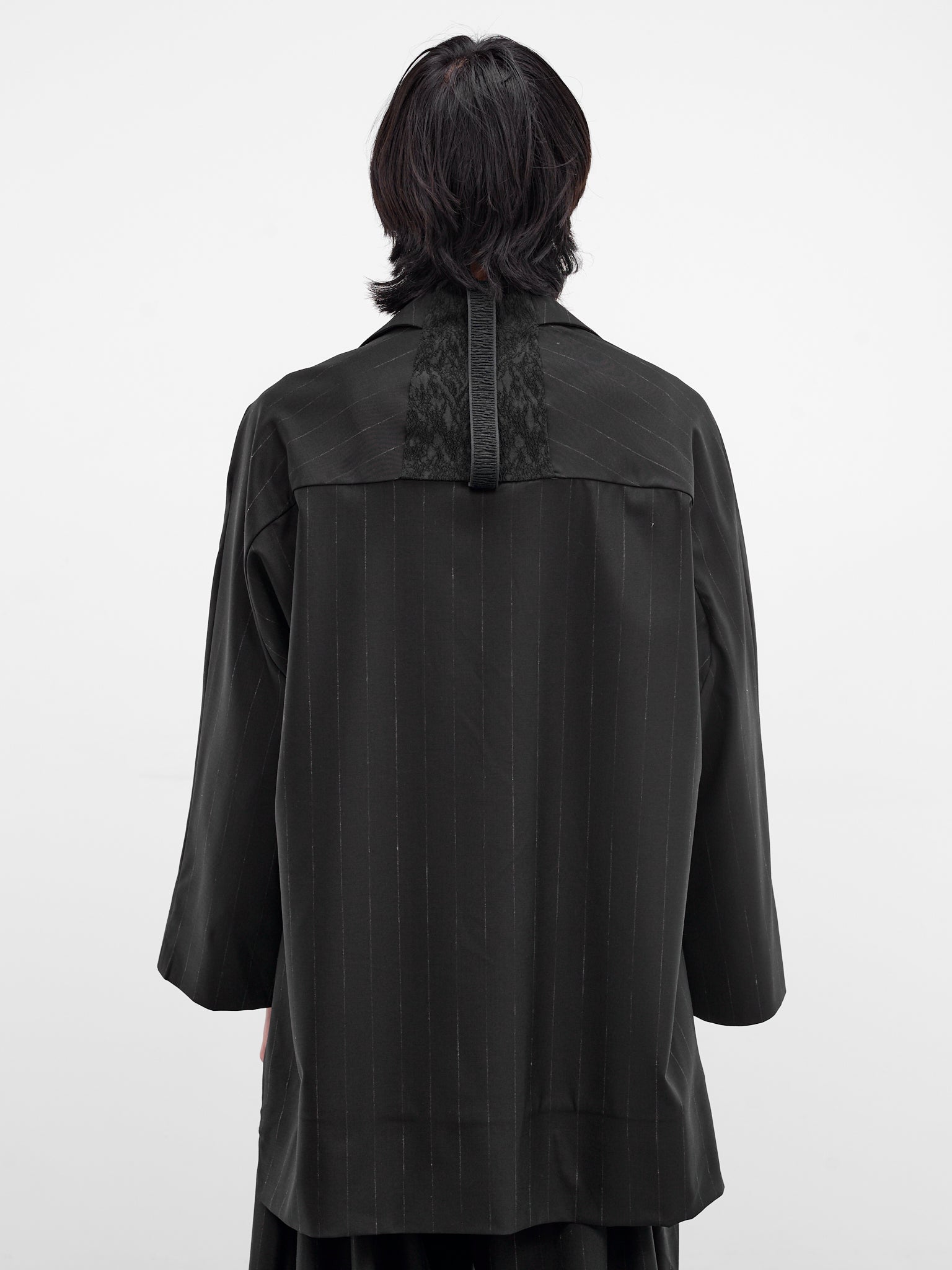 Bakor Pinstripe Wool Blazer-Kimono (BAKOR-MIDNIGHT-STRIPES)