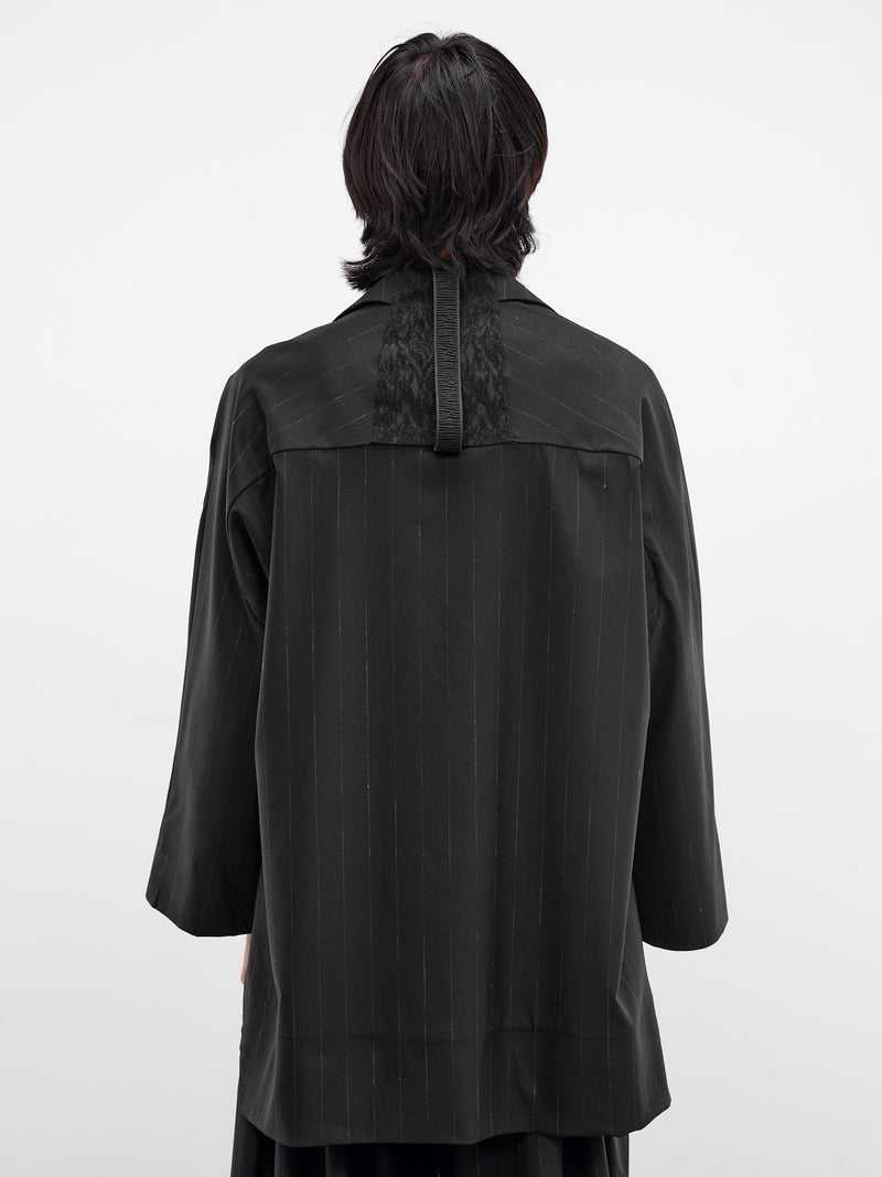 Bakor Pinstripe Wool Blazer-Kimono (BAKOR-MIDNIGHT-STRIPES)