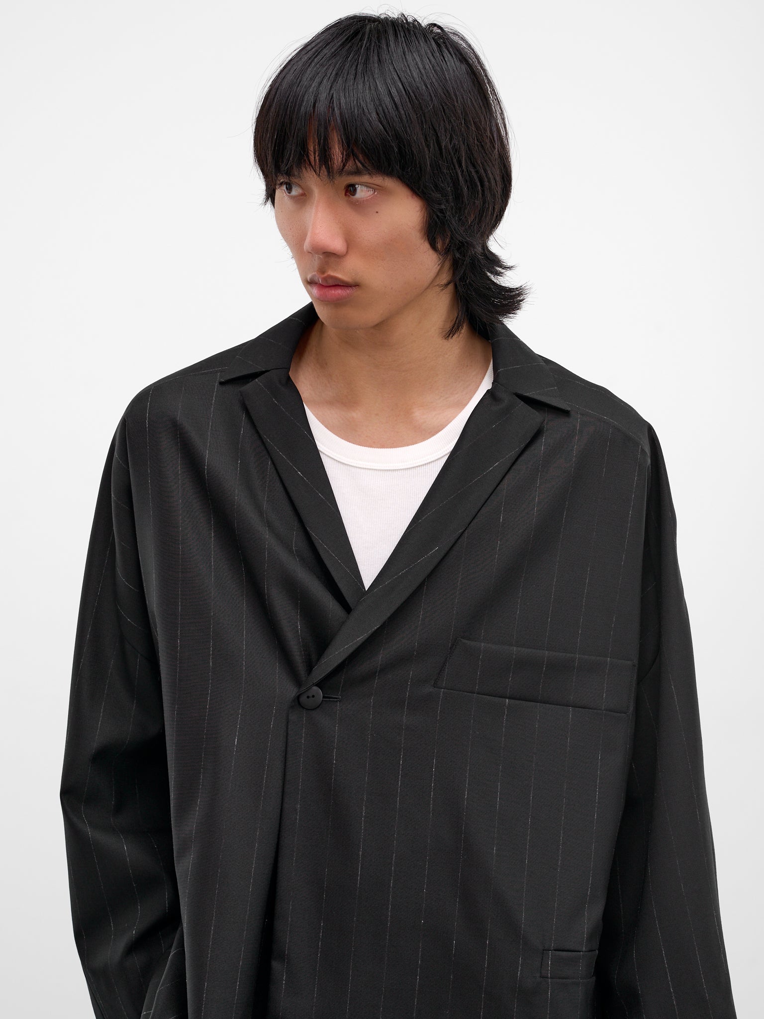 Bakor Pinstripe Wool Blazer-Kimono (BAKOR-MIDNIGHT-STRIPES)