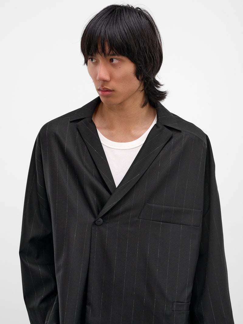 Bakor Pinstripe Wool Blazer-Kimono (BAKOR-MIDNIGHT-STRIPES)