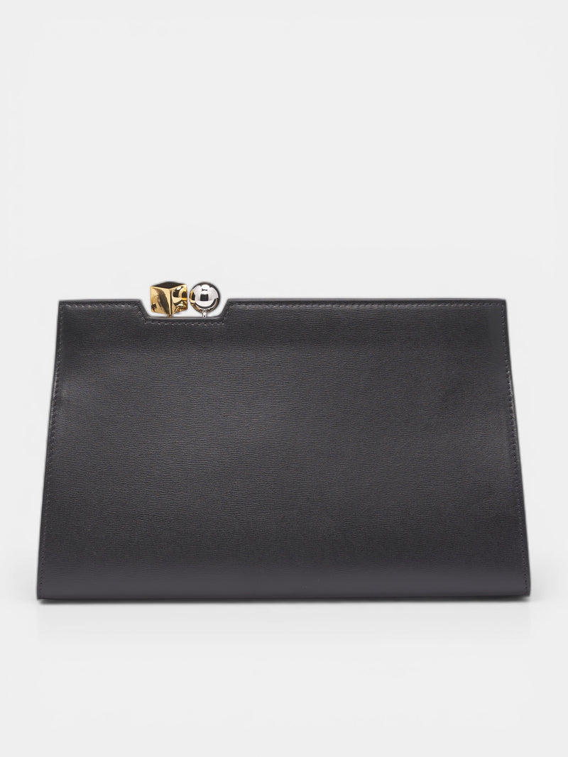 Black Leather Salon Shoulder Bag (BAW00452AC03C09-BLACK)