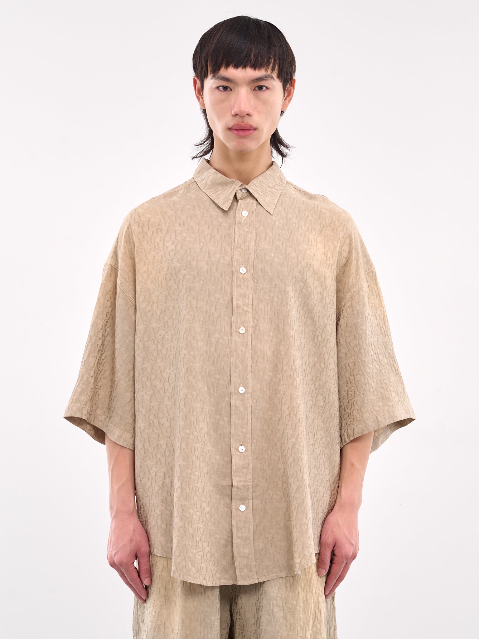 Monogram Button-Up Shirt (BB0625-WARM-GREY)