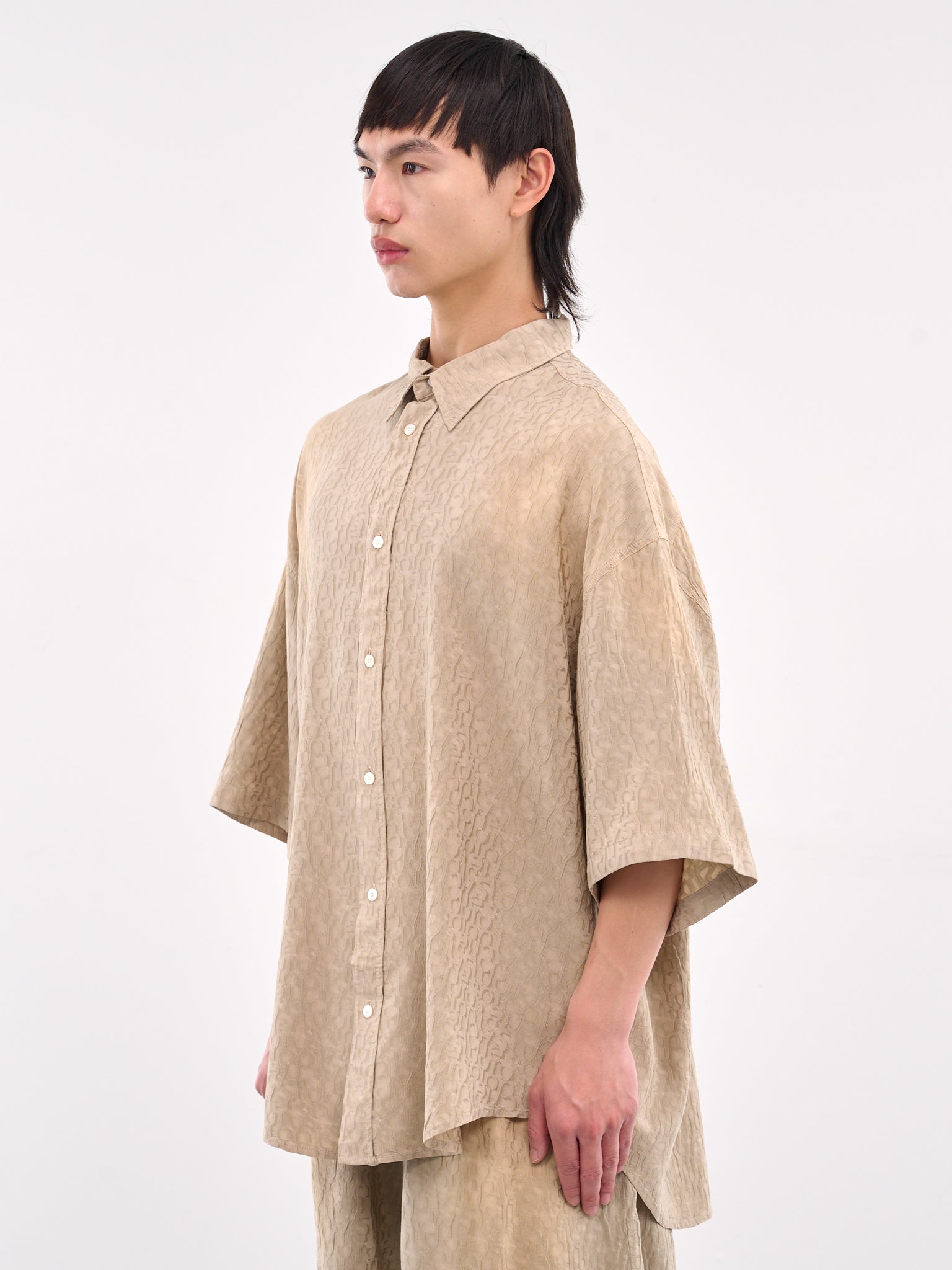 Monogram Button-Up Shirt (BB0625-WARM-GREY)