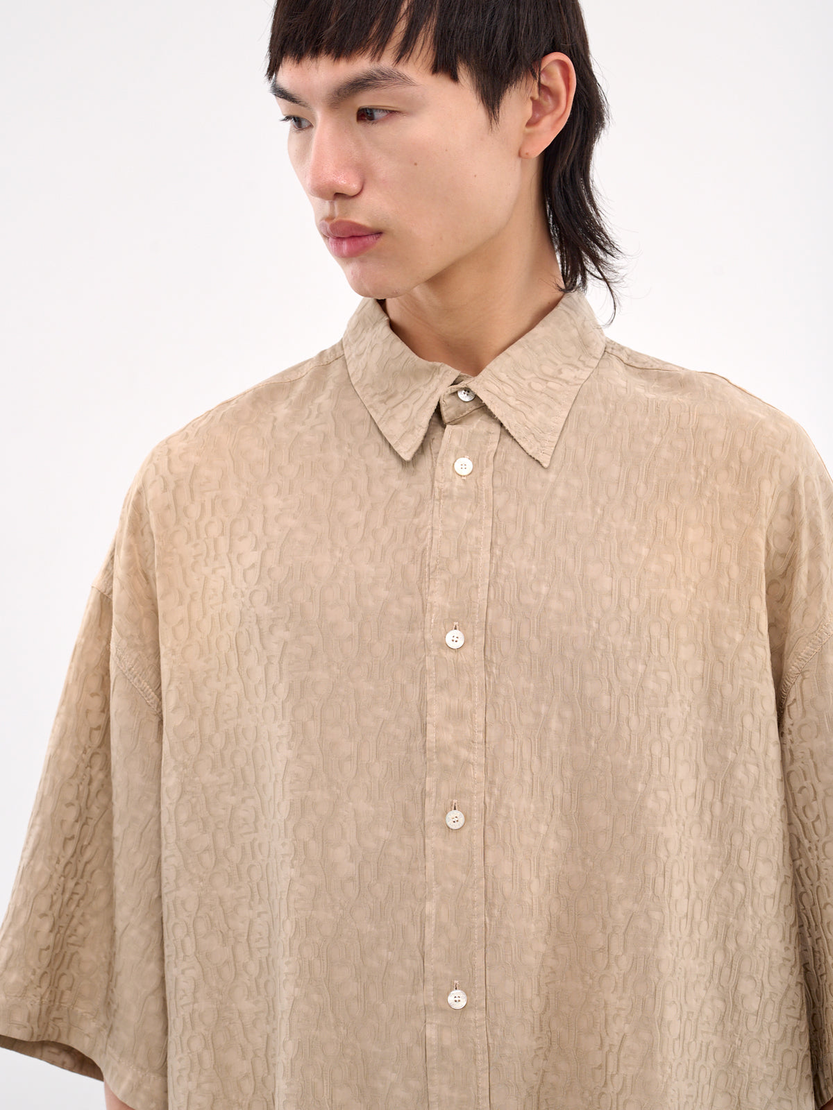 Monogram Button-Up Shirt (BB0625-WARM-GREY)