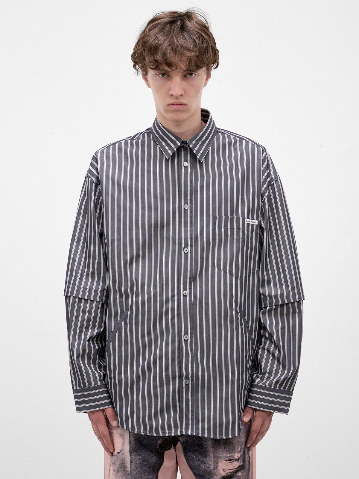 Striped Cotton Button-Up Shirt (BB0670-AF2046-BLUE-WHITE)