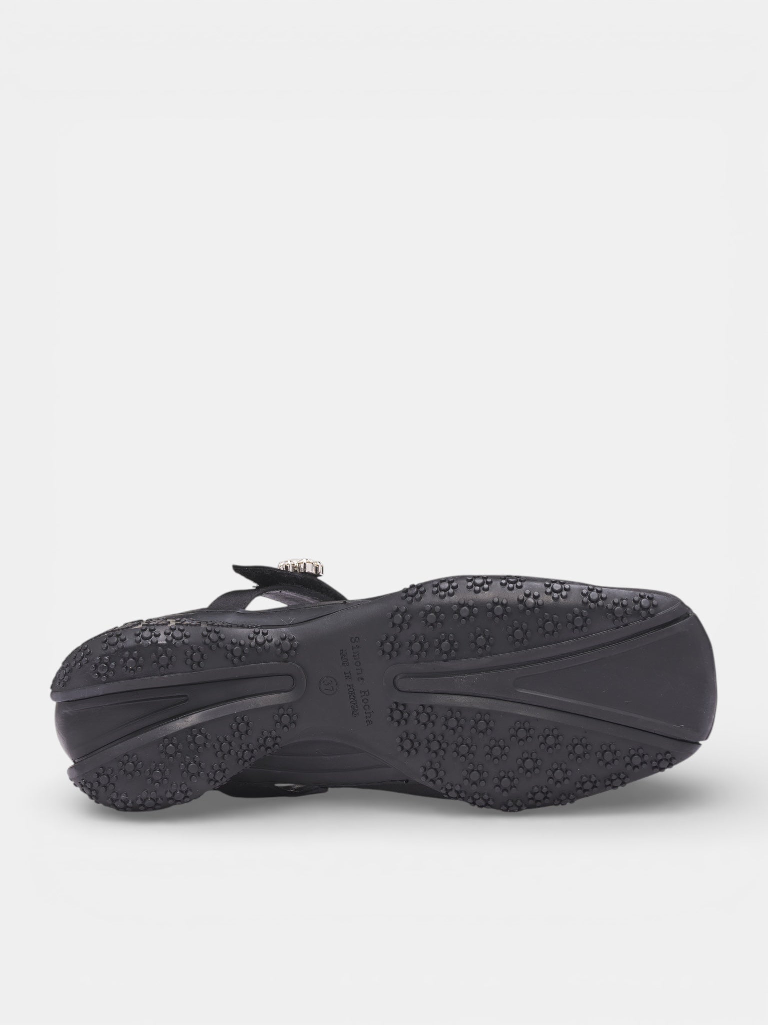 Black Satin Ballet Runner Pumps (BBT1B-0755-BLACK-PEARL-CLEAR)