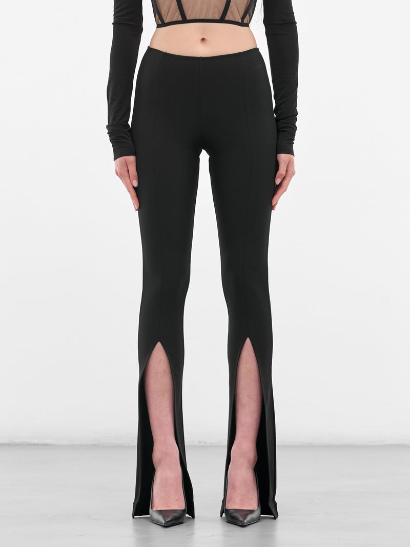 Black Front Split Flared Trousers (ND-TRS079-1000-100-BLACK)