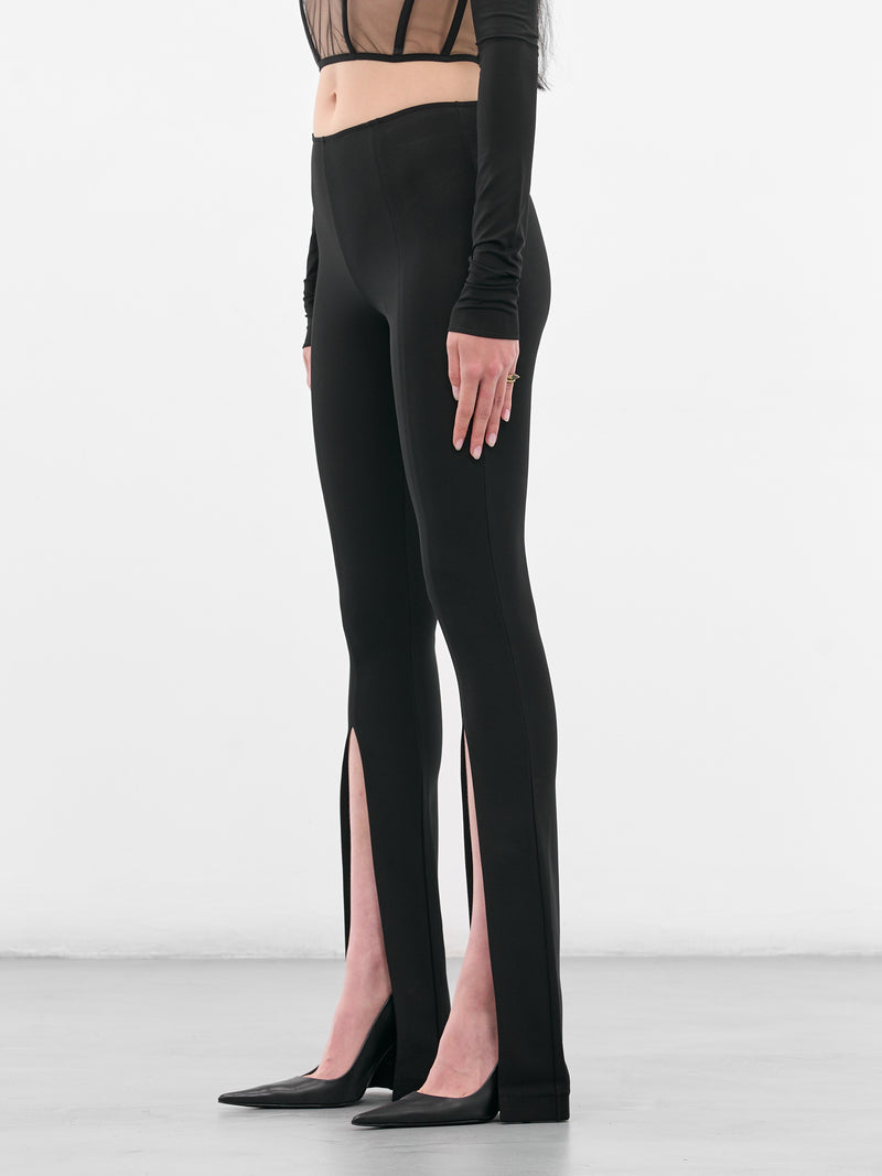 Black Front Split Flared Trousers (ND-TRS079-1000-100-BLACK)