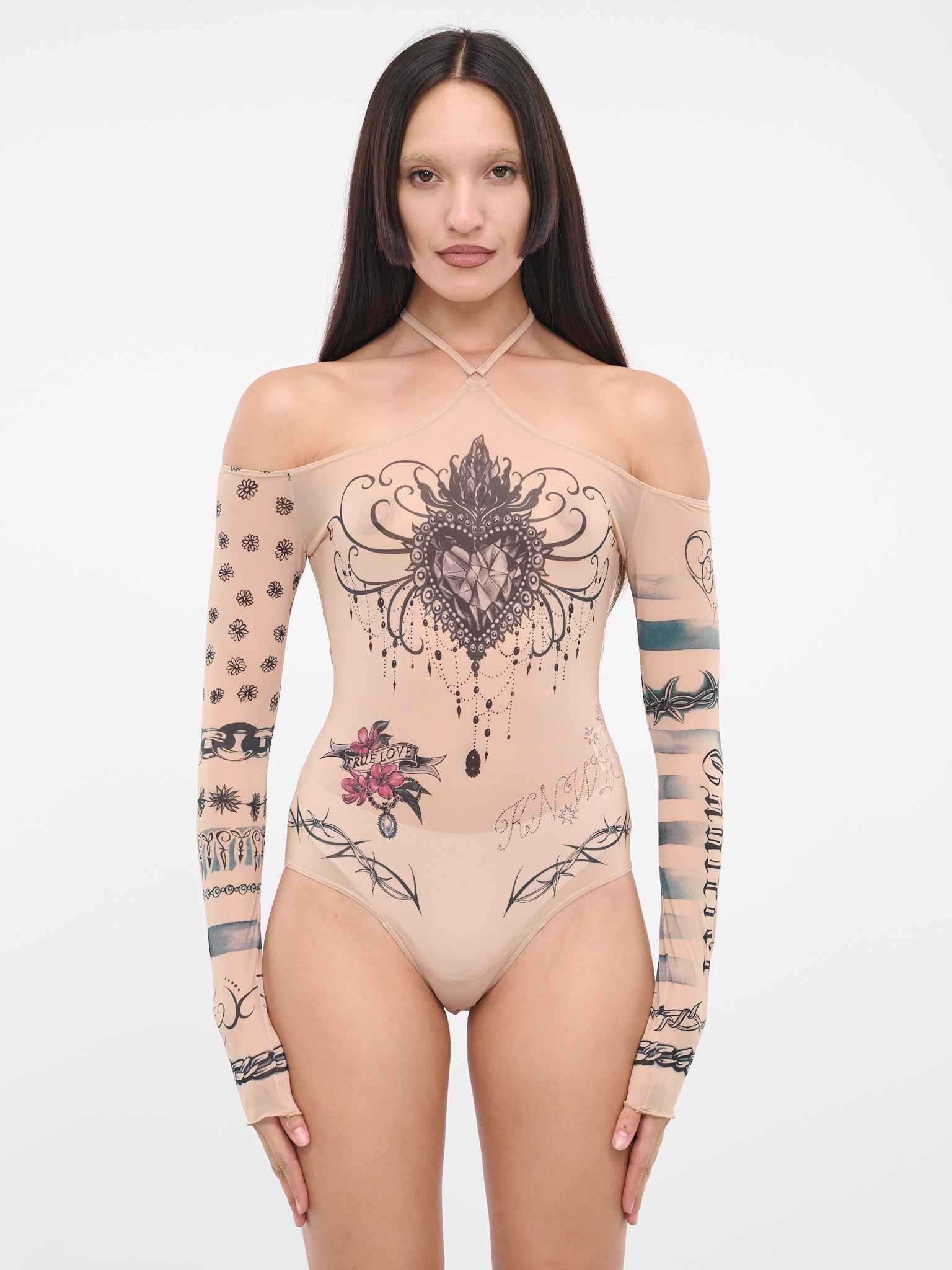 KNWLS Trompe l'oeil Tattoo Bodysuit (BD008-J525-630200-MULTI)