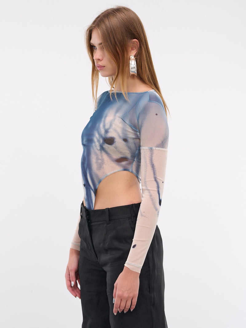 Abstract Print Bodysuit (BD01P2BU061-BLUE-WHITE)