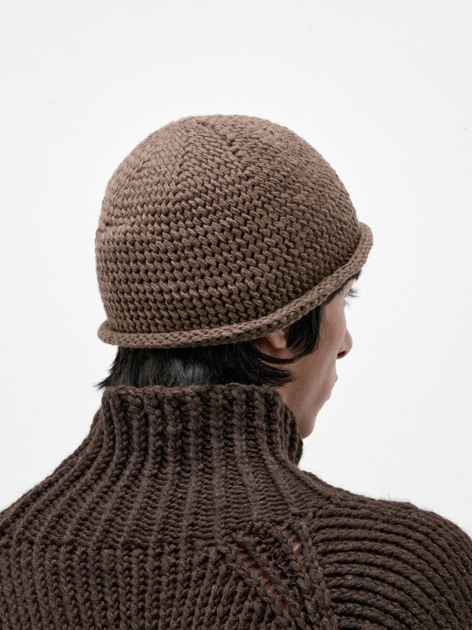 Beige Yak Wool Crochet Beanie (BEANIE#14-LIGHT-BROWN)
