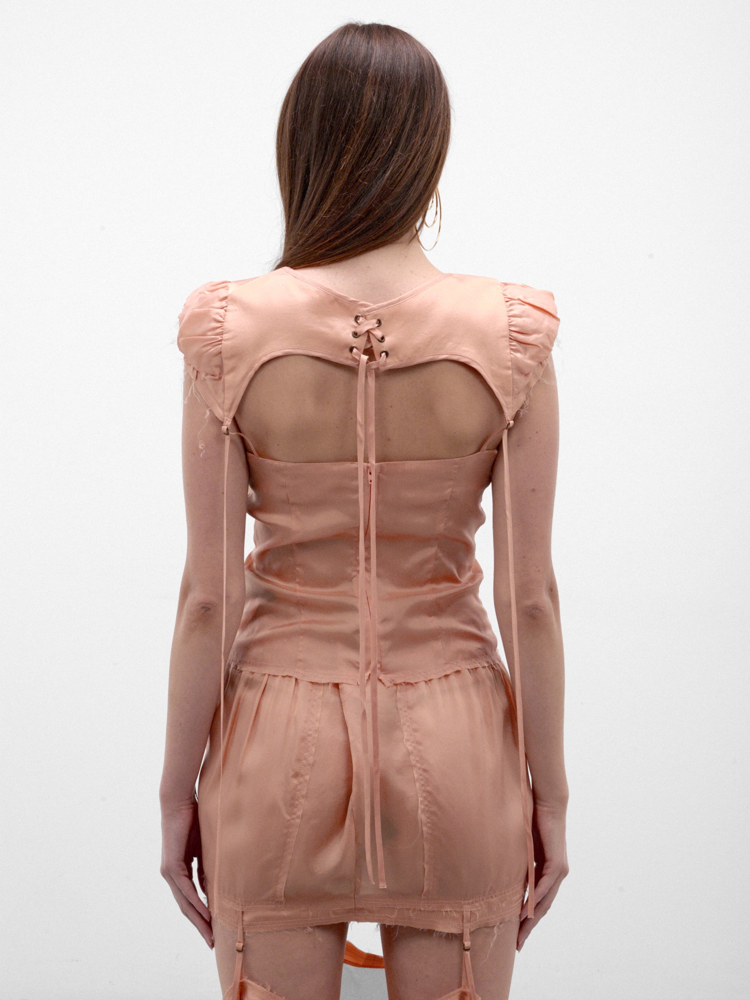 Peach Cupro Cap Sleeves Blouse (BEBL0PEA-BETH-PEACH)