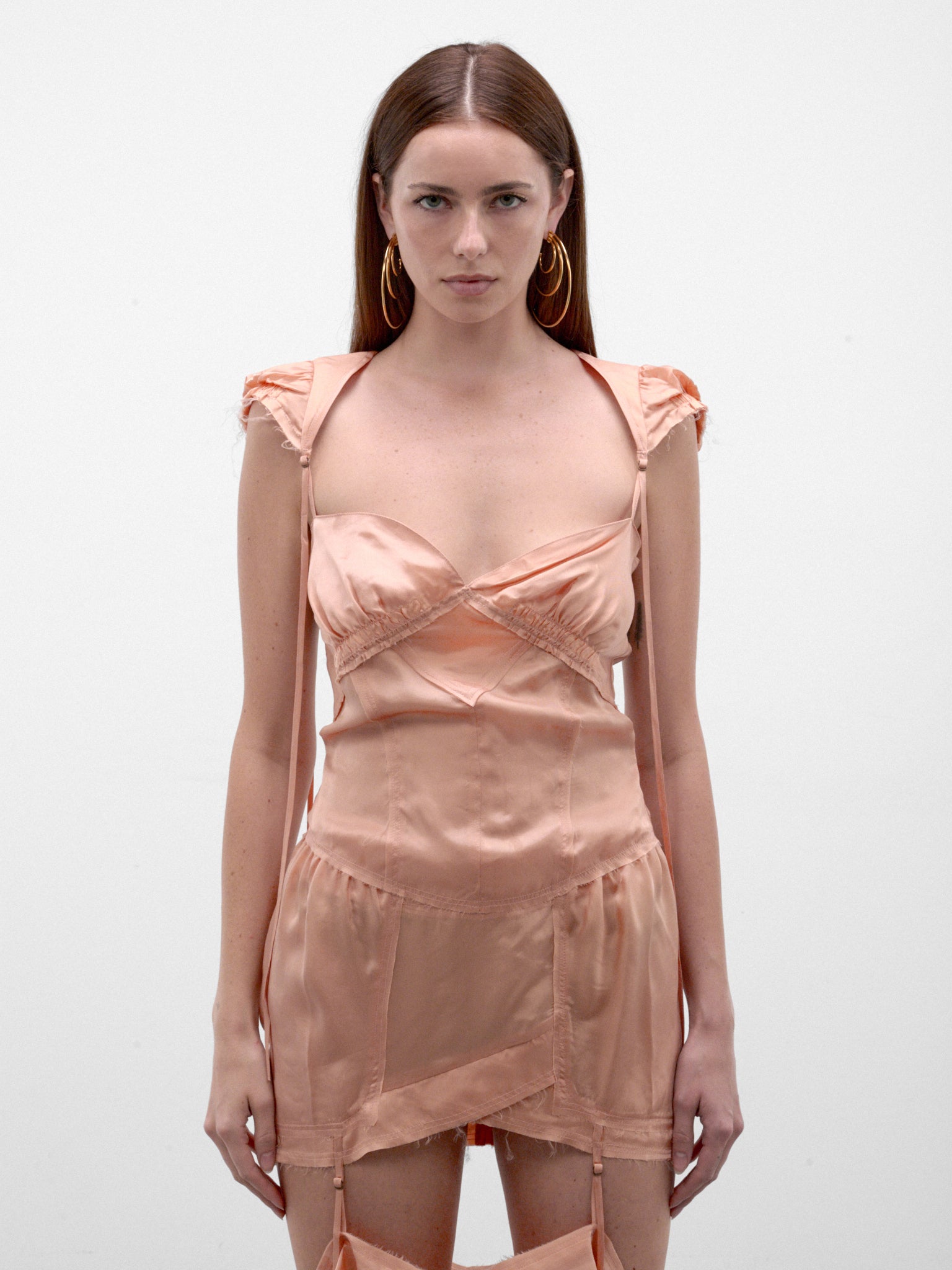Peach Cupro Cap Sleeves Blouse (BEBL0PEA-BETH-PEACH)