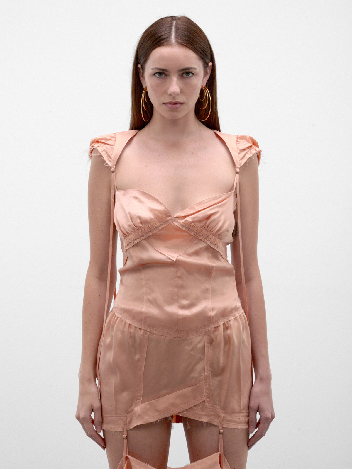 Peach Cupro Cap Sleeves Blouse (BEBL0PEA-BETH-PEACH)