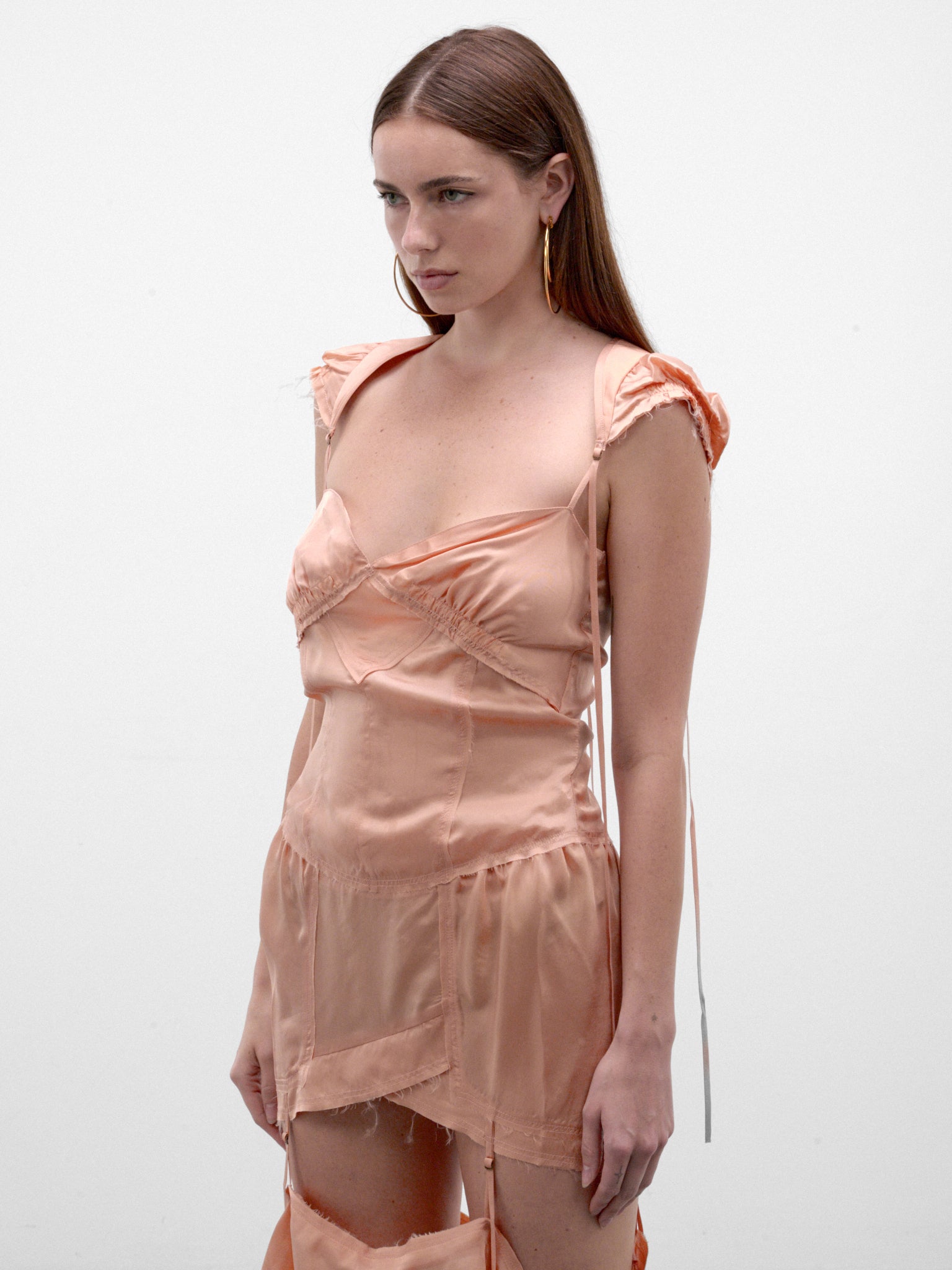 Peach Cupro Cap Sleeves Blouse (BEBL0PEA-BETH-PEACH)