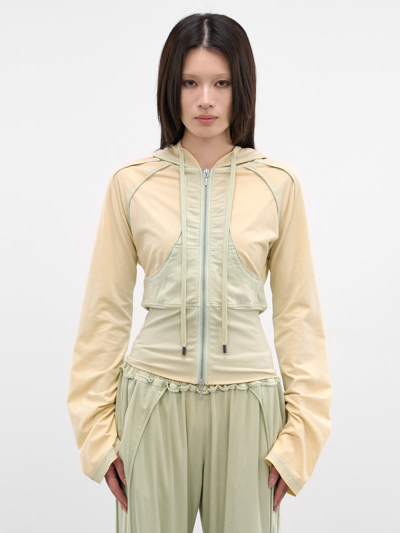 Beige Bellona Deconstructed Zip Hoodie (BELHO0SGR-SUBTLE-GREEN)