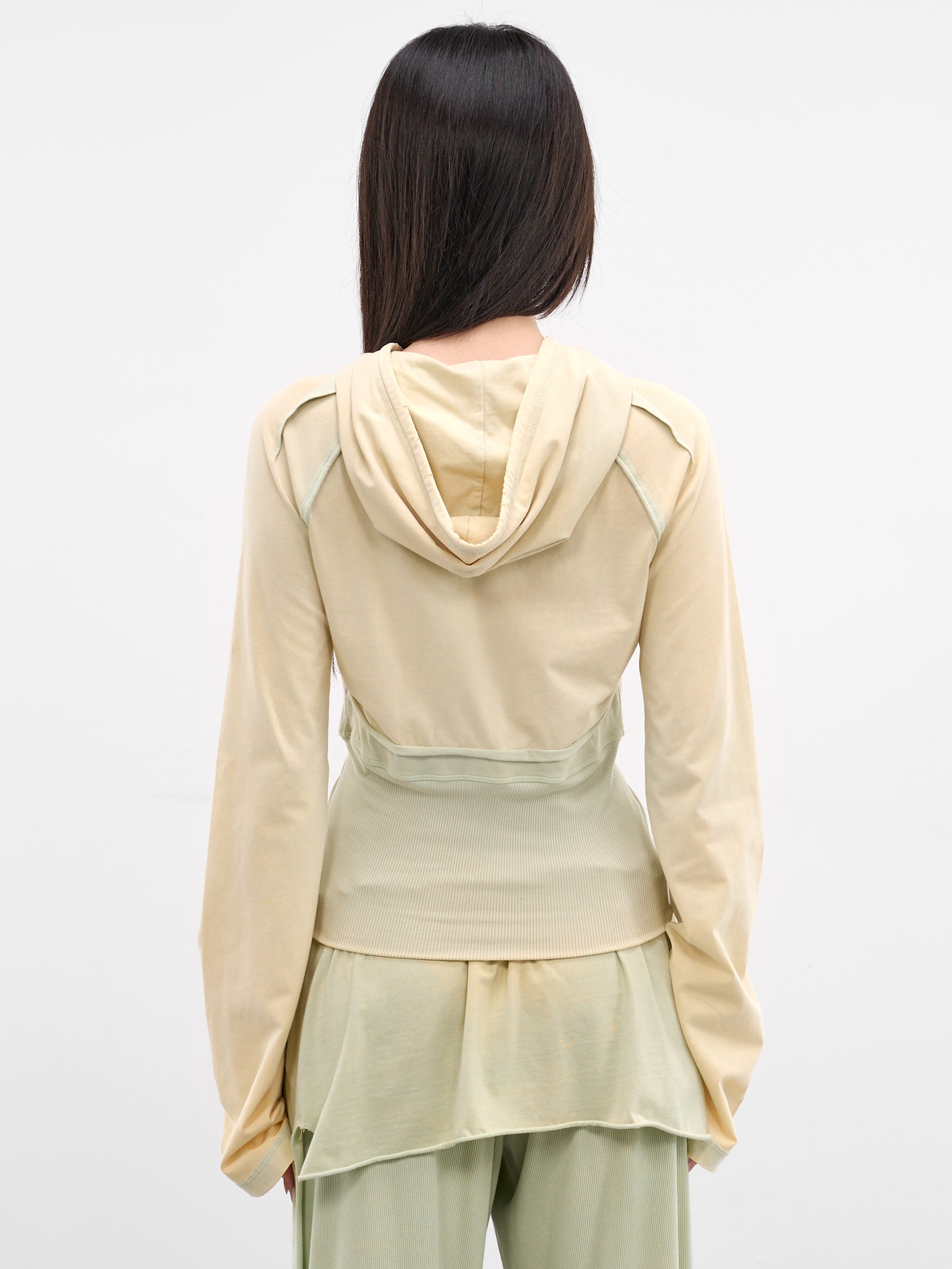 Beige Bellona Deconstructed Zip Hoodie (BELHO0SGR-SUBTLE-GREEN)