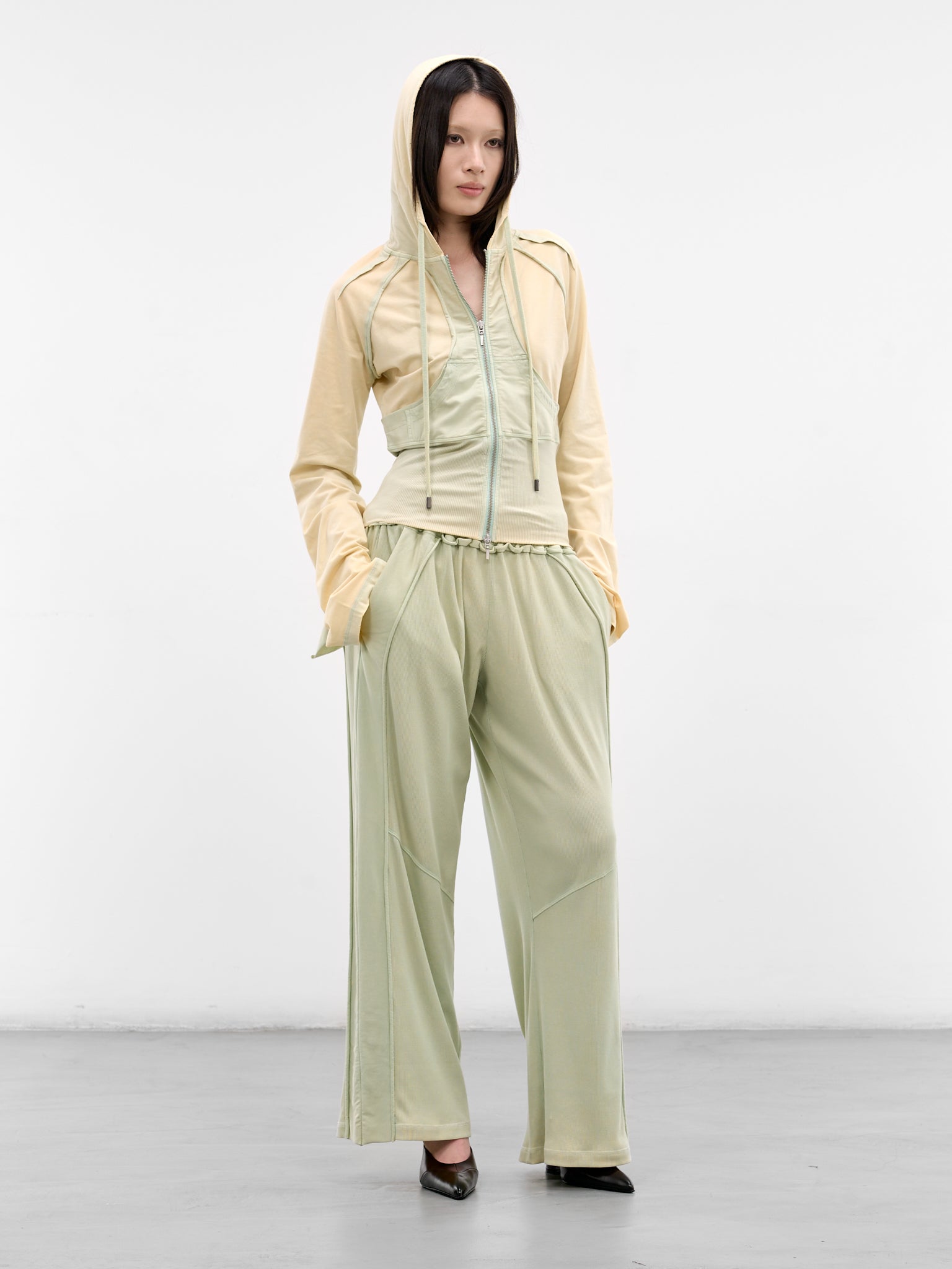 Beige Bellona Deconstructed Zip Hoodie (BELHO0SGR-SUBTLE-GREEN)