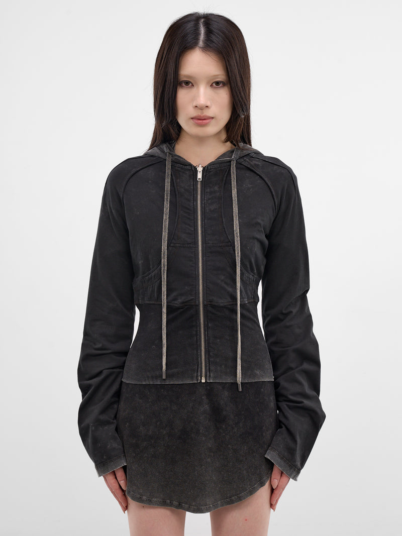Black Bellona Deconstructed Zip Hoodie (BELHO0WBL-WASHED-BLACK)
