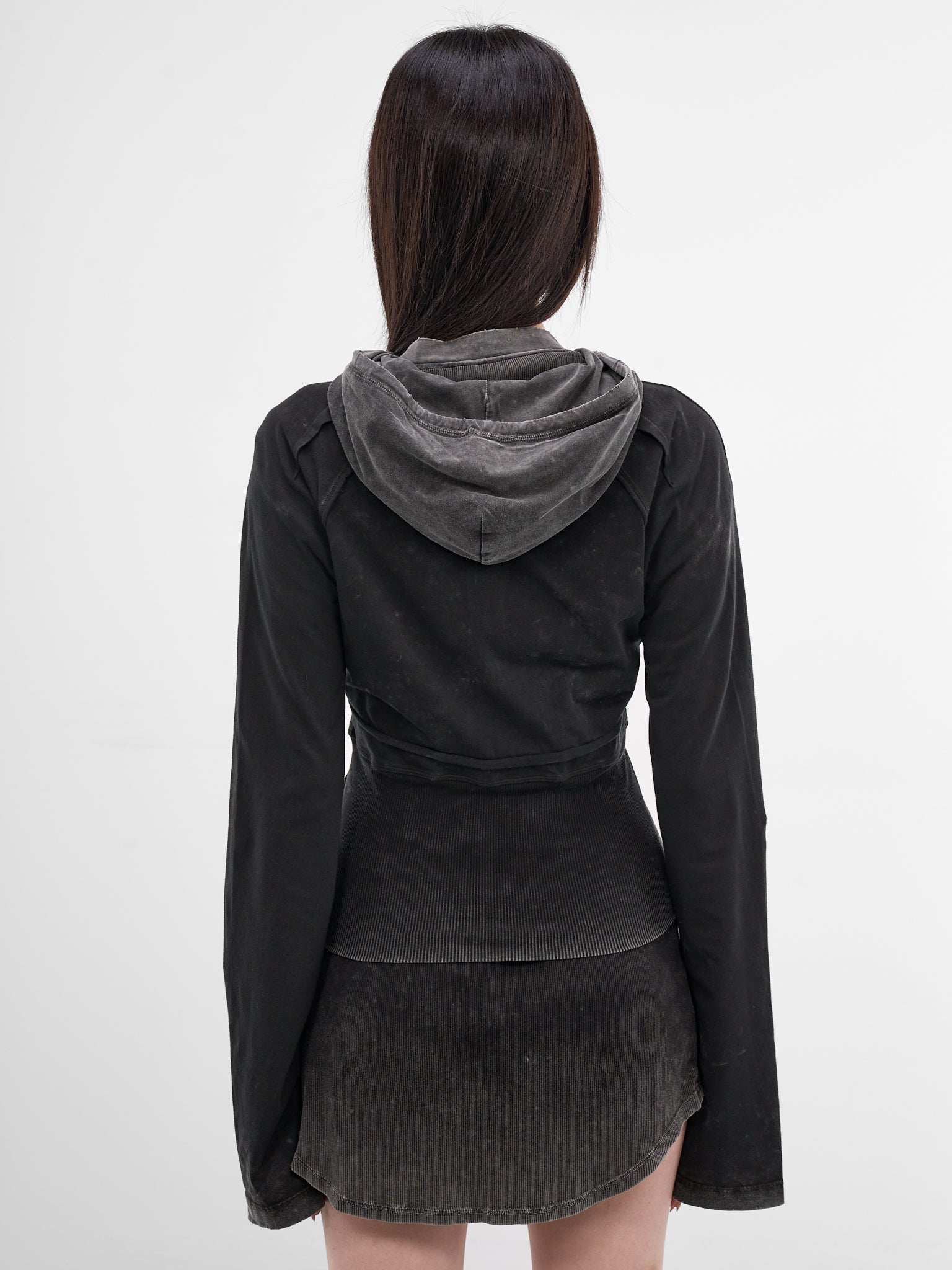 Black Bellona Deconstructed Zip Hoodie (BELHO0WBL-WASHED-BLACK)