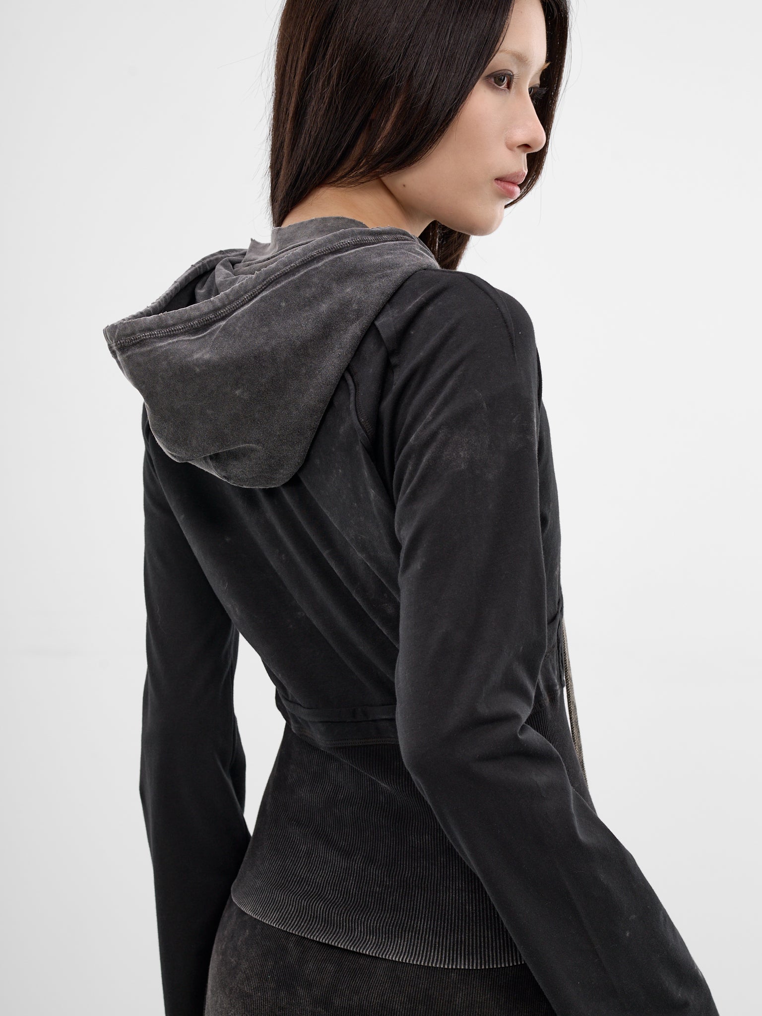 Black Bellona Deconstructed Zip Hoodie (BELHO0WBL-WASHED-BLACK)