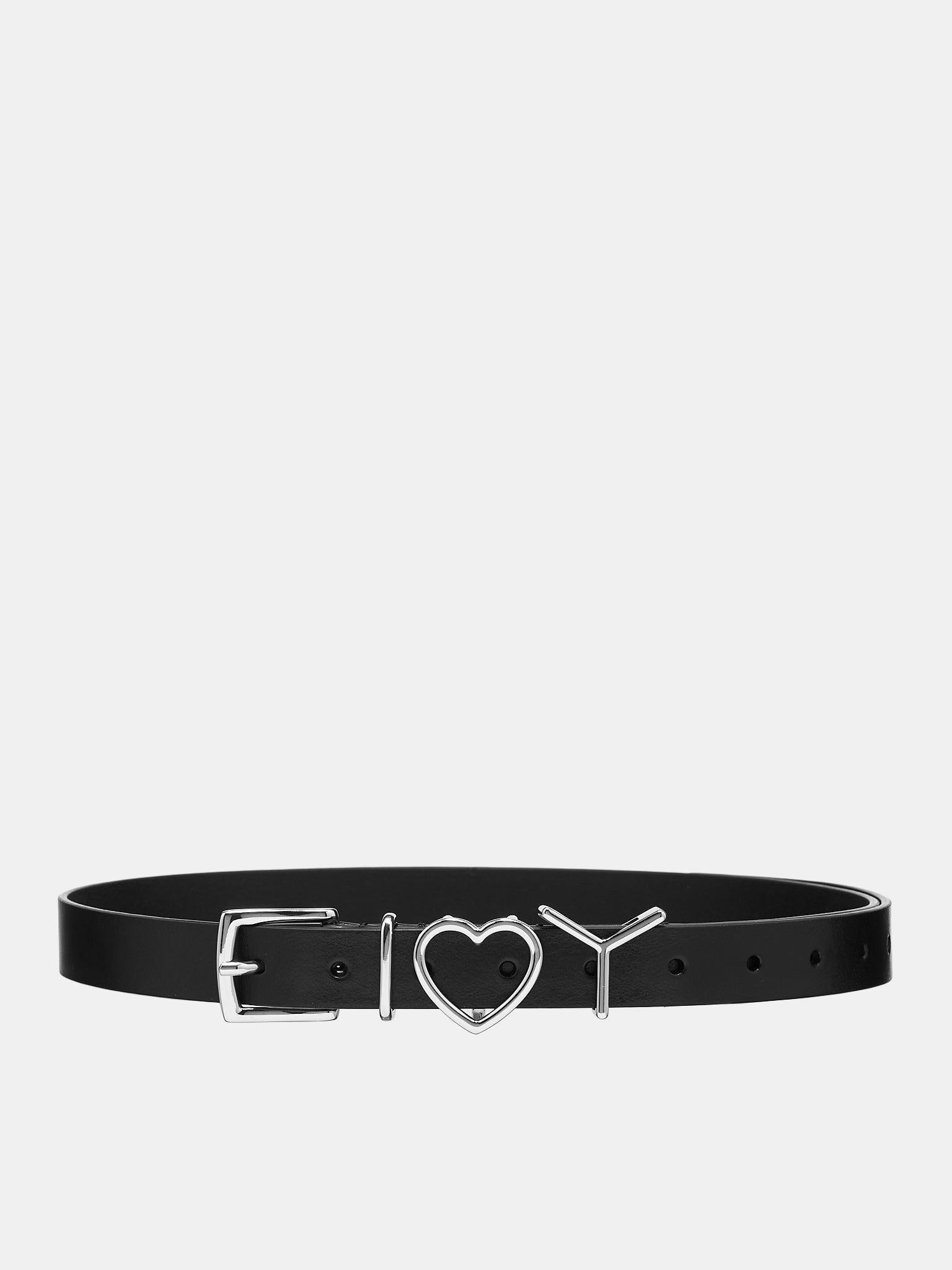 Y Heart Belt (BELT11-S25-S10-BLACK-SILVER)
