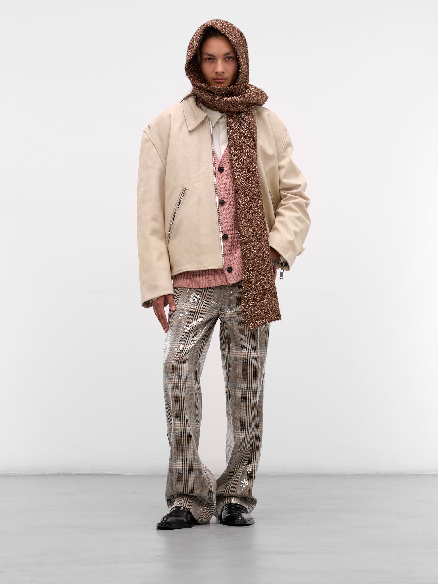 Eldar Pink Chenille Knit Cardigan (ELDAR-M25KN7045-DUSTY-PINK)