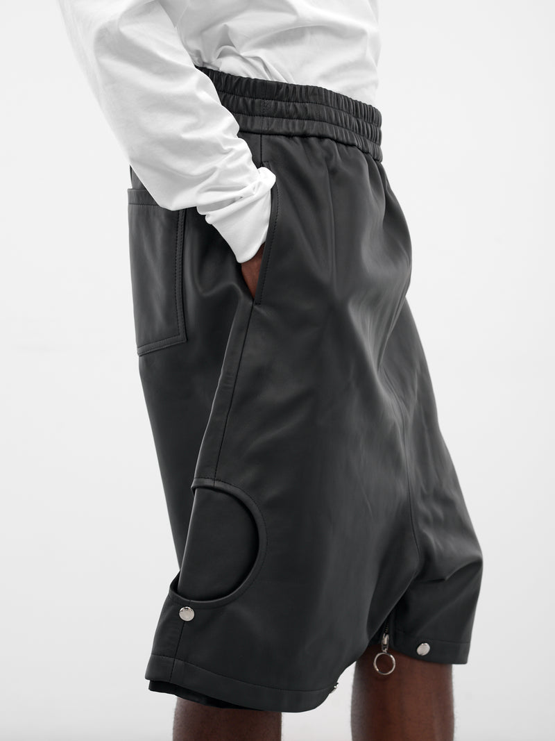Black Lamb Leather Bermuda Shorts (BERMUDA-PANTS-BLACK)