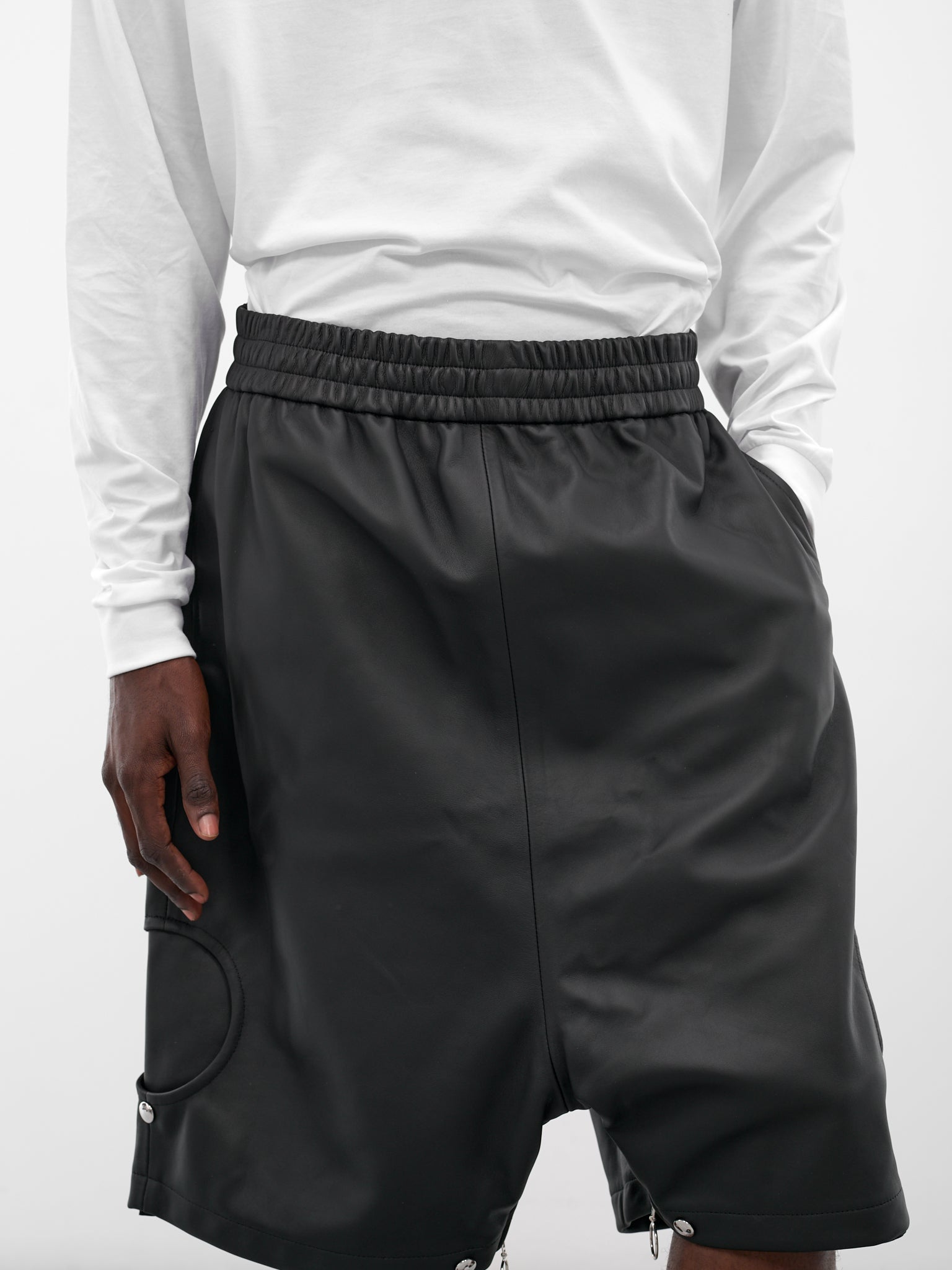 Black Lamb Leather Bermuda Shorts (BERMUDA-PANTS-BLACK)