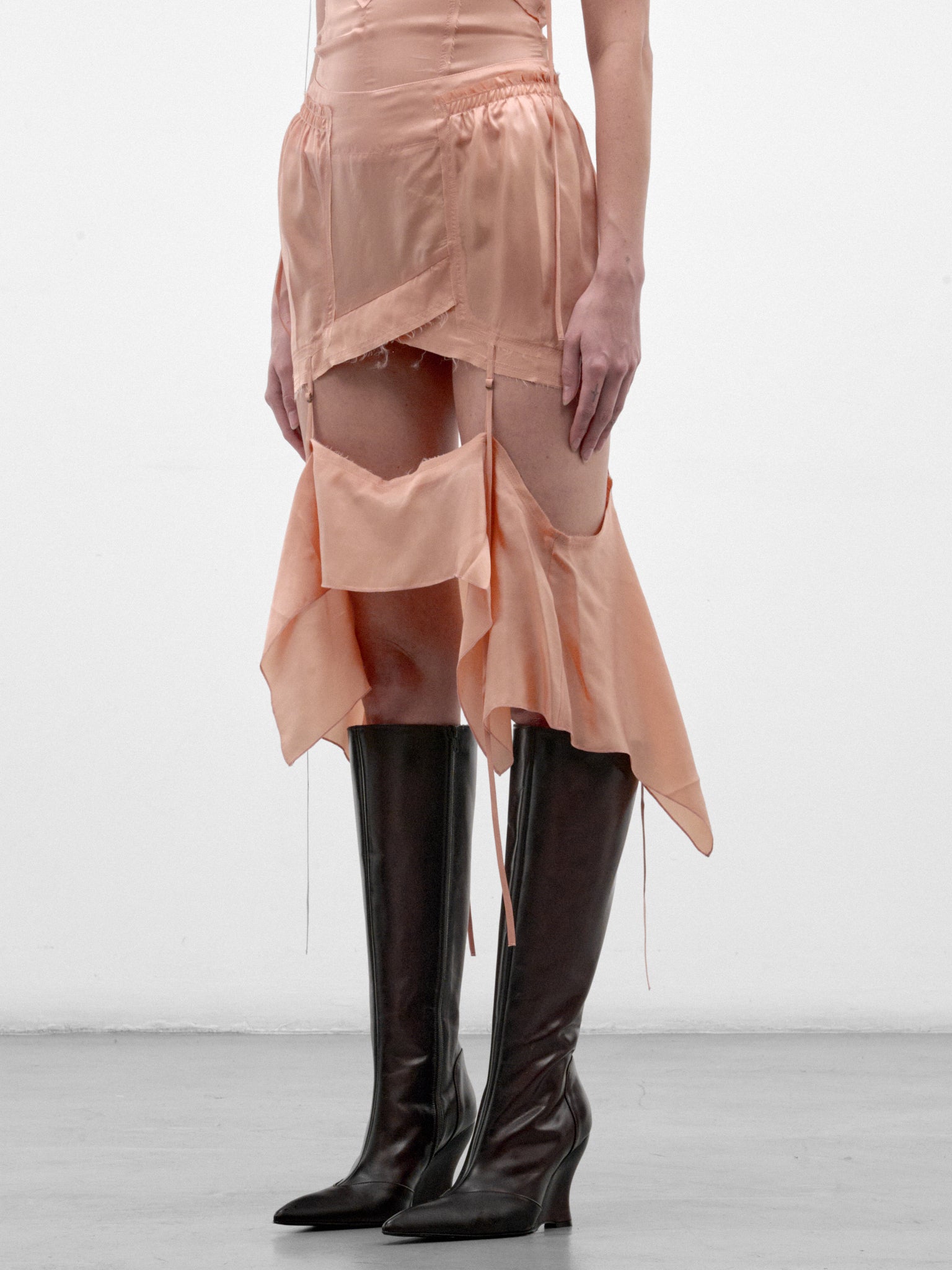 Peach Cupro Draped Mini Skirt (BESK0PEA-BETH-PEACH)