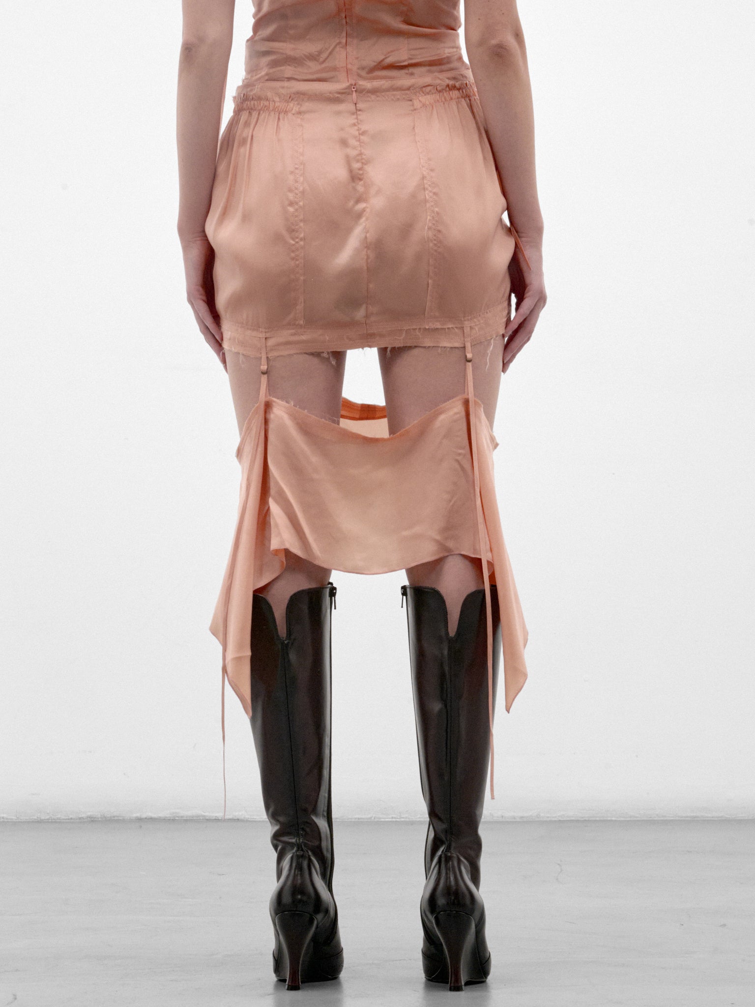 Peach Cupro Draped Mini Skirt (BESK0PEA-BETH-PEACH)