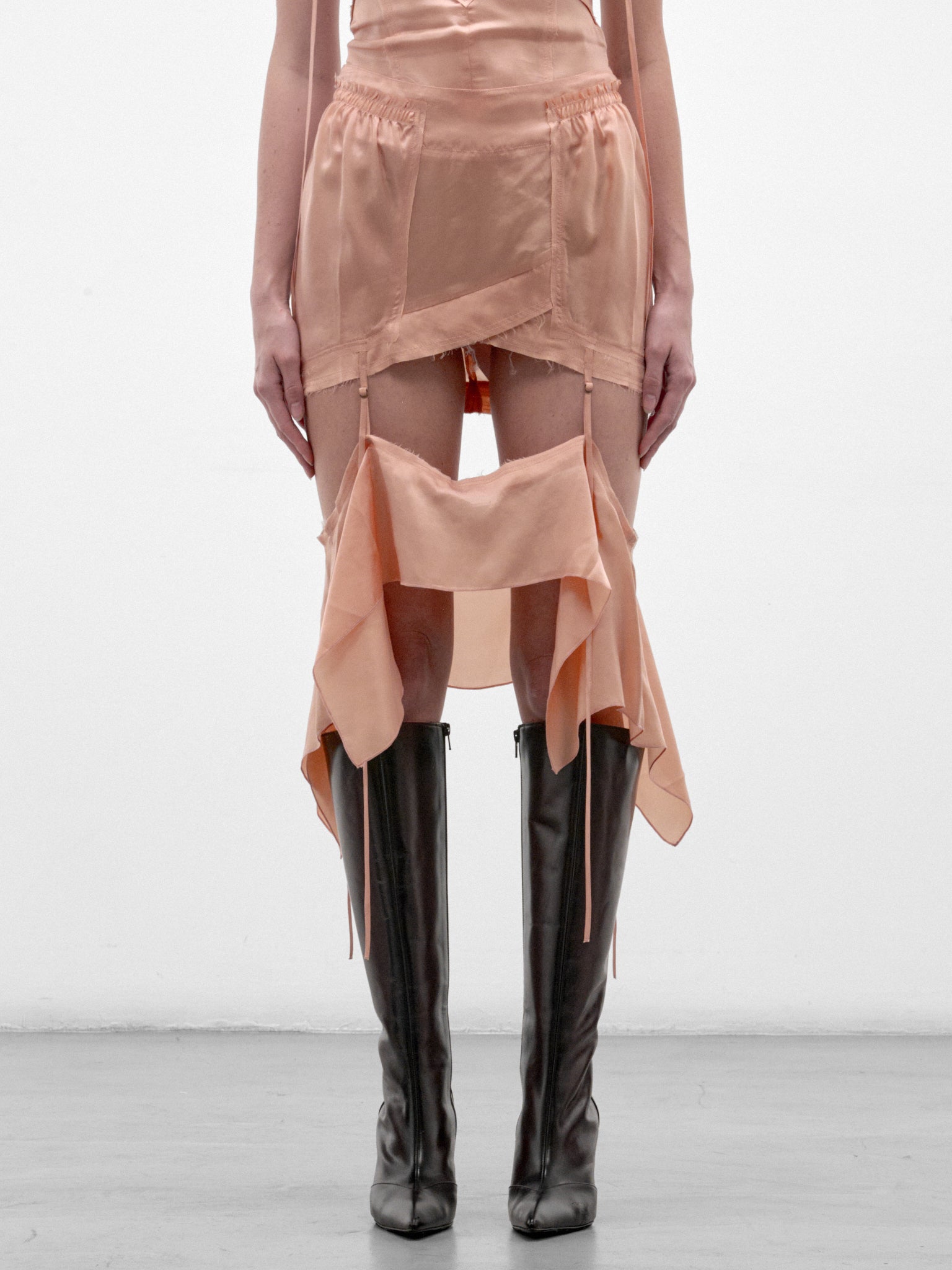 Peach Cupro Draped Mini Skirt (BESK0PEA-BETH-PEACH)