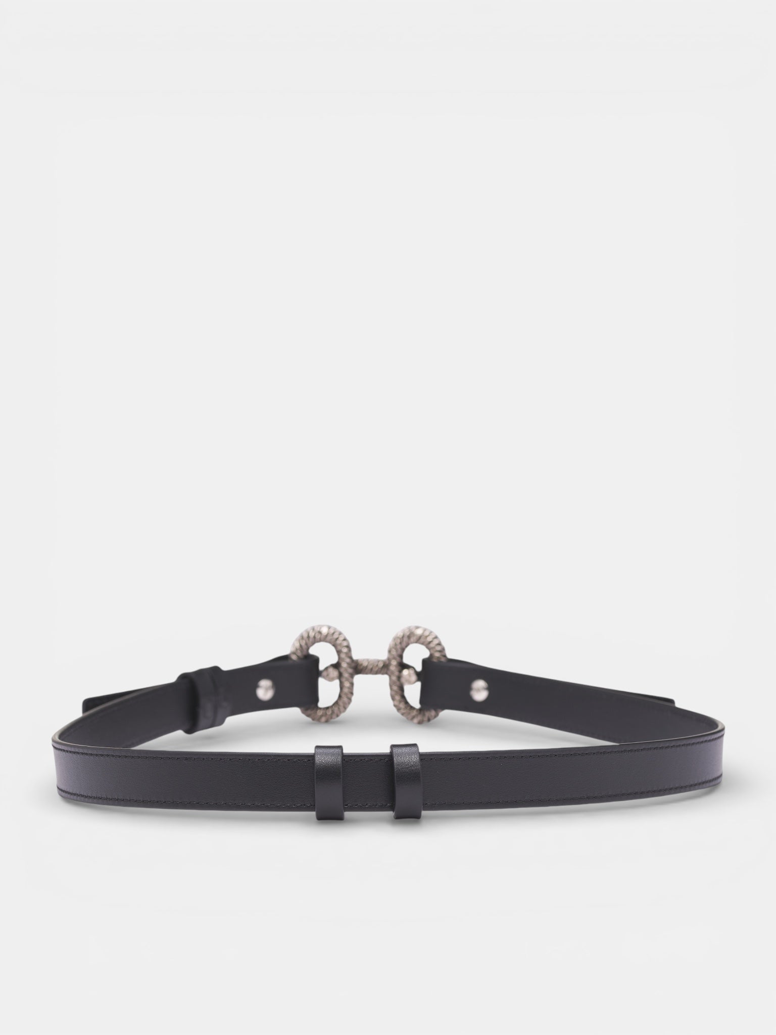 Braid Engraved Chainlink Leather Belt (BEW0464-NERO)