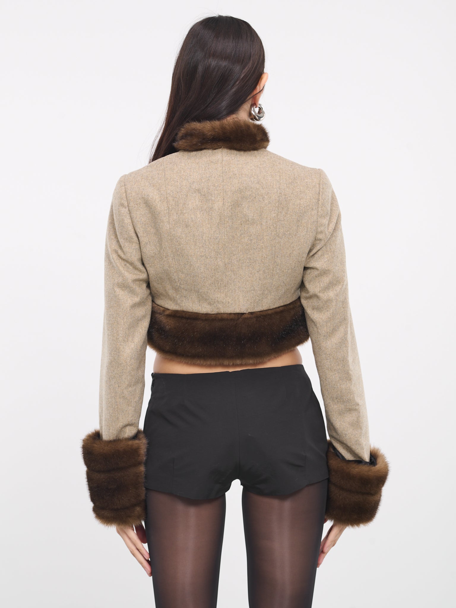 Faux Fur Jacket (BFJ01-DARK-BEIGE-BROWN)