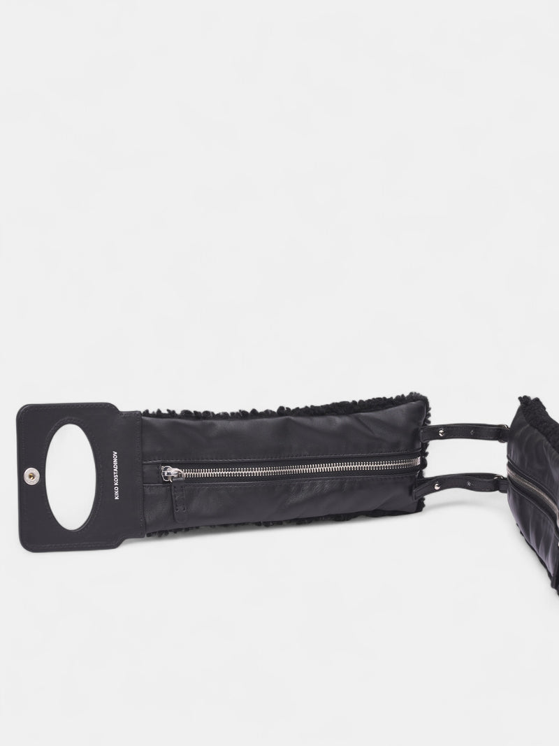 Isadora Shearling Leather Belt Bag (BG05-184-FUZZY-BLACK)
