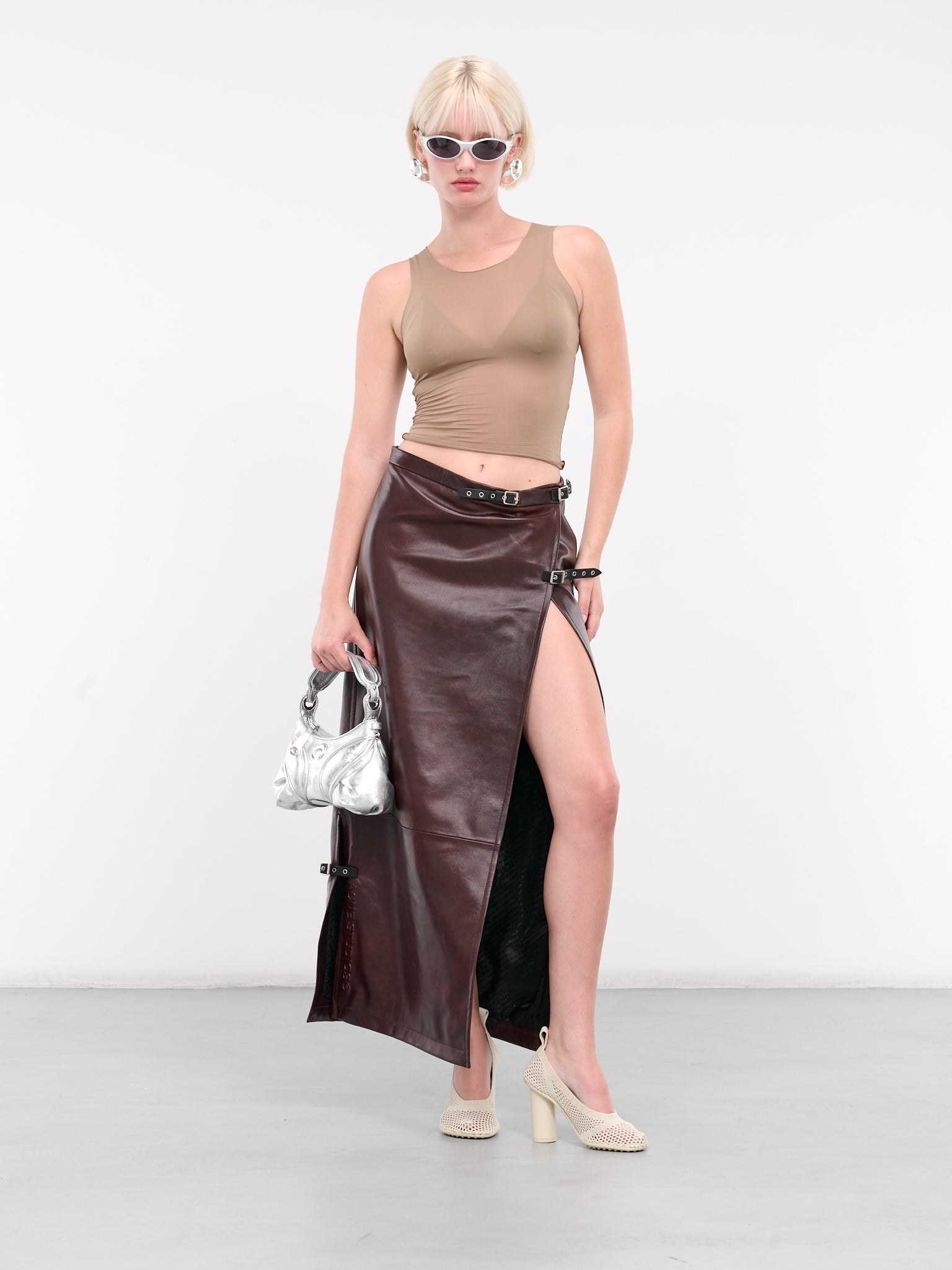 Long Leather Skirt (BK0576-BROWN)