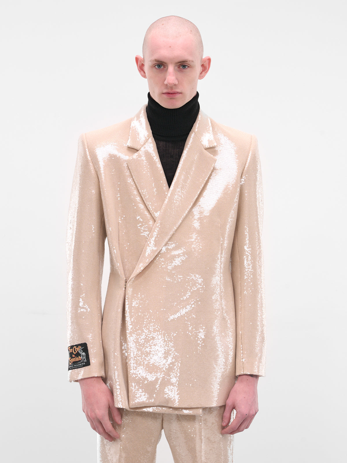 Egonic Double-Breasted Sequin Blazer (BL-005-D-BEIGE)
