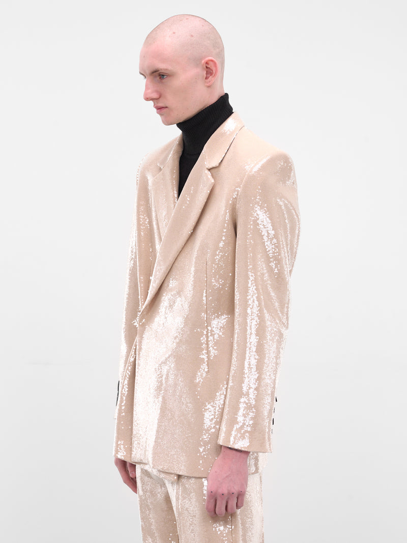 Egonic Double-Breasted Sequin Blazer (BL-005-D-BEIGE)