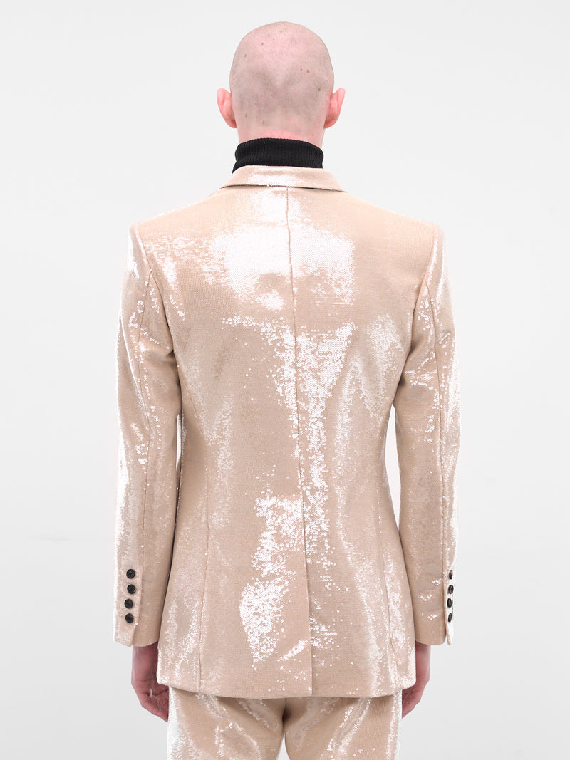 Egonic Double-Breasted Sequin Blazer (BL-005-D-BEIGE)