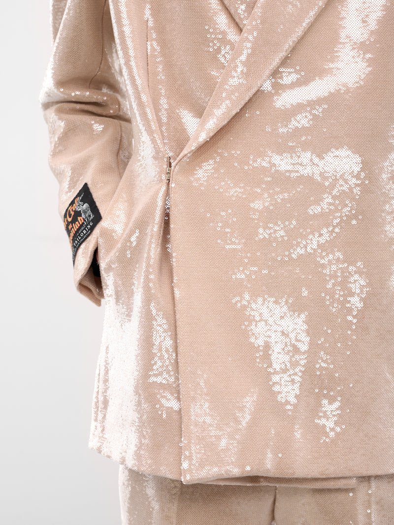 Egonic Double-Breasted Sequin Blazer (BL-005-D-BEIGE)